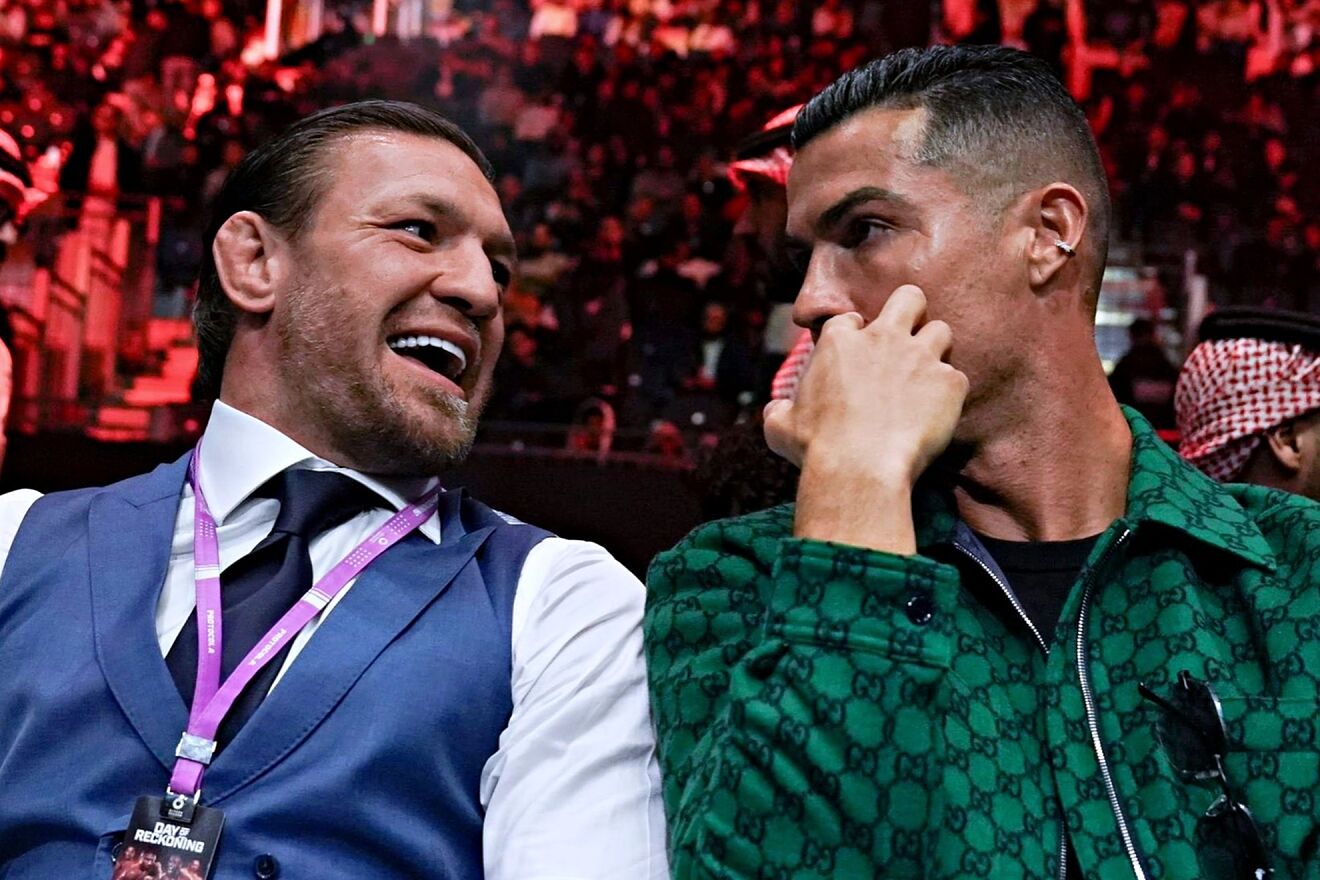 Conor McGregor (left) chatting with Cristiano Ronaldo at the Kingdom...