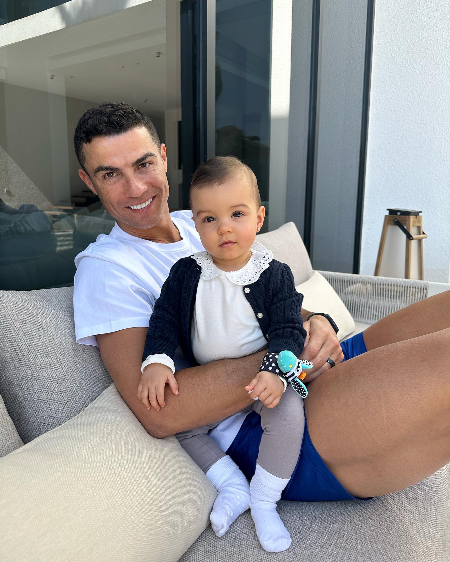 Georgina uploaded this adorable snap from their new home days after Ronaldo's four goal haul for Al-Nassr