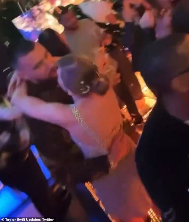 But after the Chiefs beat the Bengals the couple were seen sharing a kiss at a glitzy party