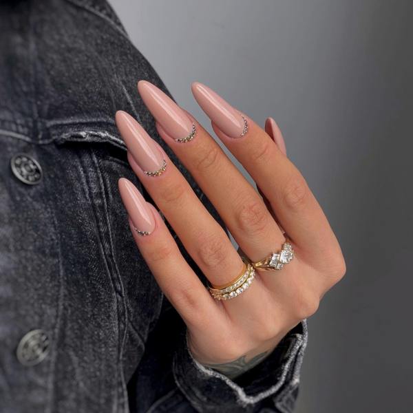 Nude Nails with Cuticle Gems