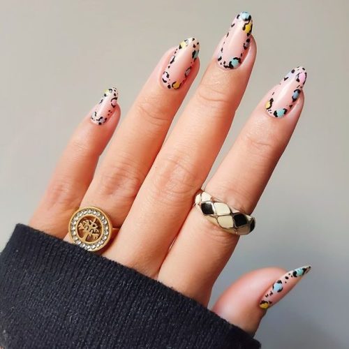 Rainbow Leopard Print Nails