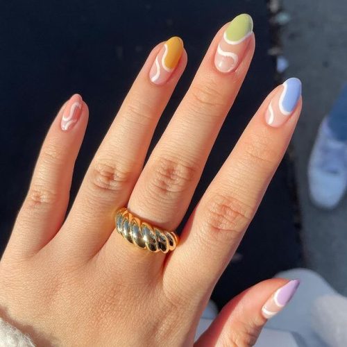 Swirly Rainbow Nails