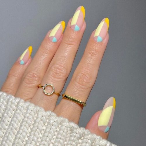 Yellow Geometric Nails