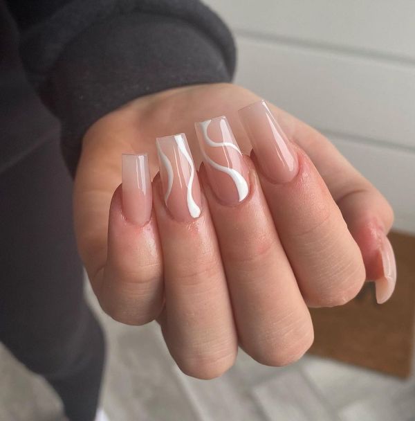 White Swirly Nails