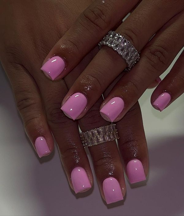 Pink Short Square Nails