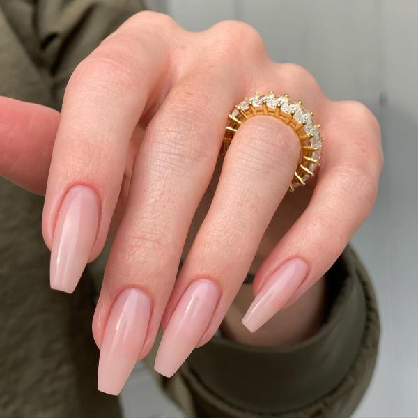 Sheer Coffin Shaped Nude Nails