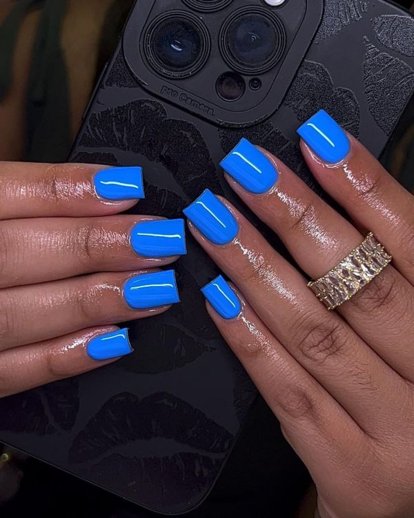 Electric Blue Short Square Nails