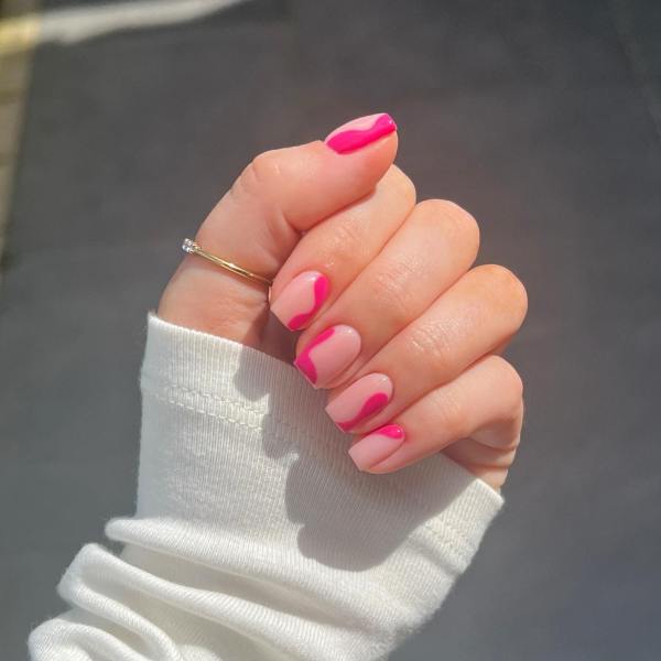 Solid Pink Swirly Nails