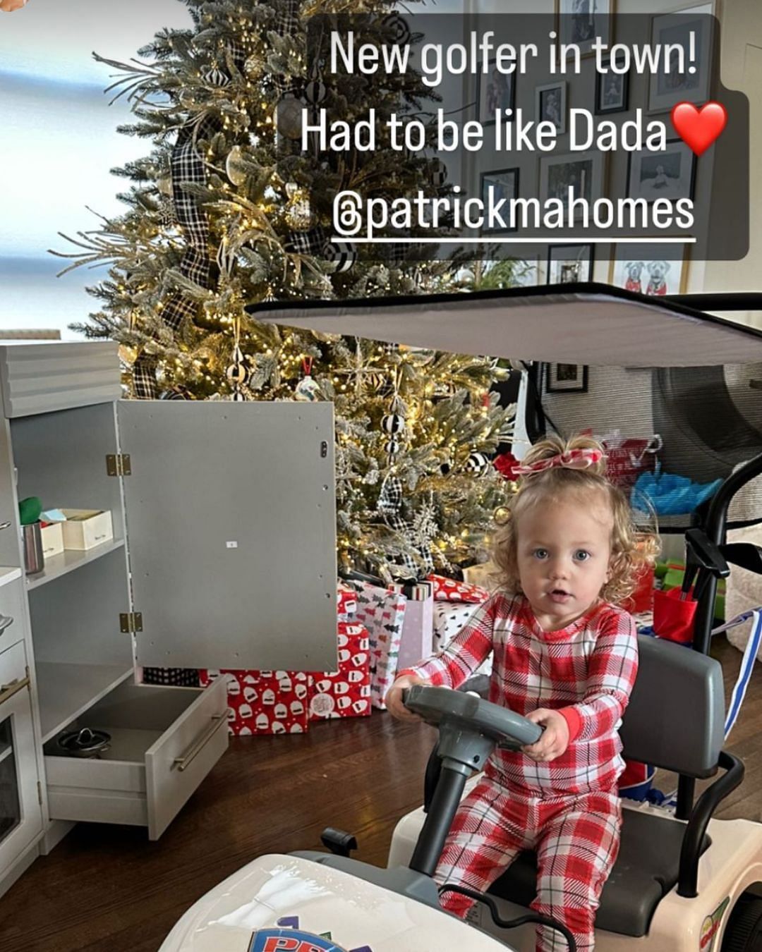 Sterling Skye sitting in her brand-new golf cart. Source: Brittany Matthews' IG