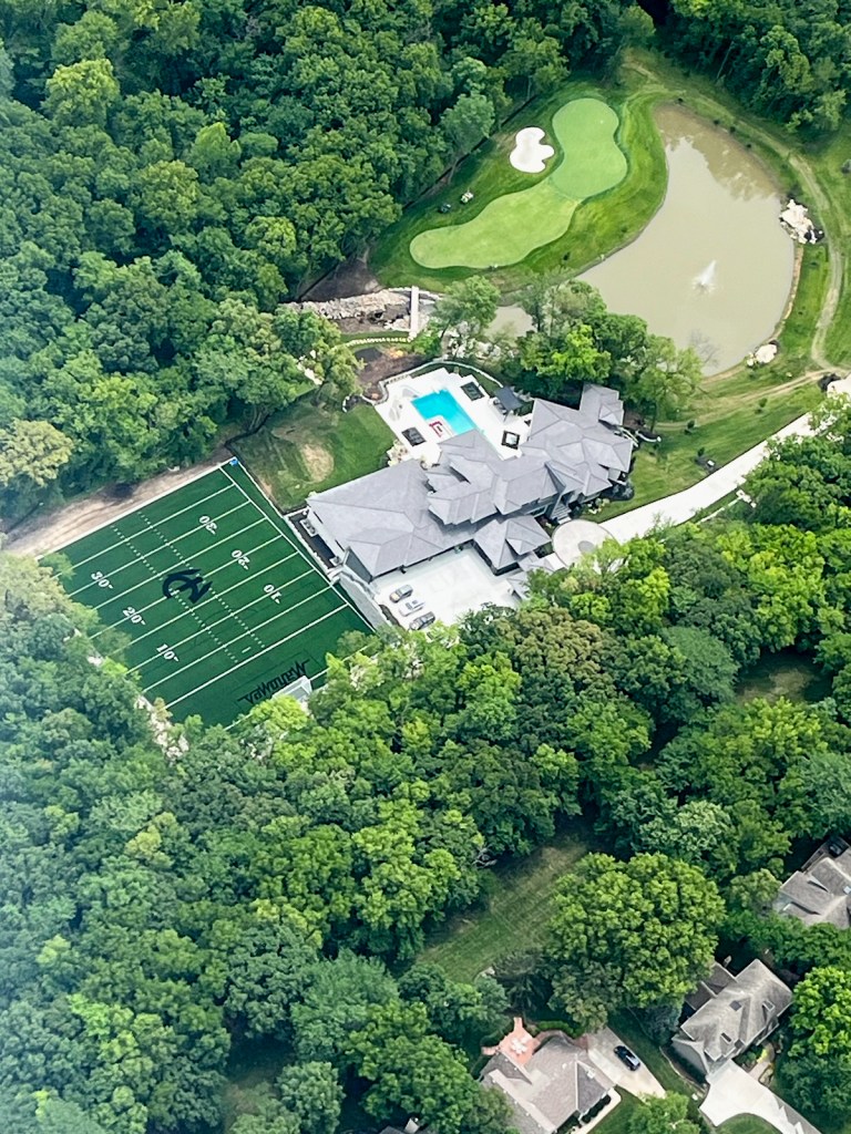 An aerial view of Patrick Mahomes new home in Belton, MO.