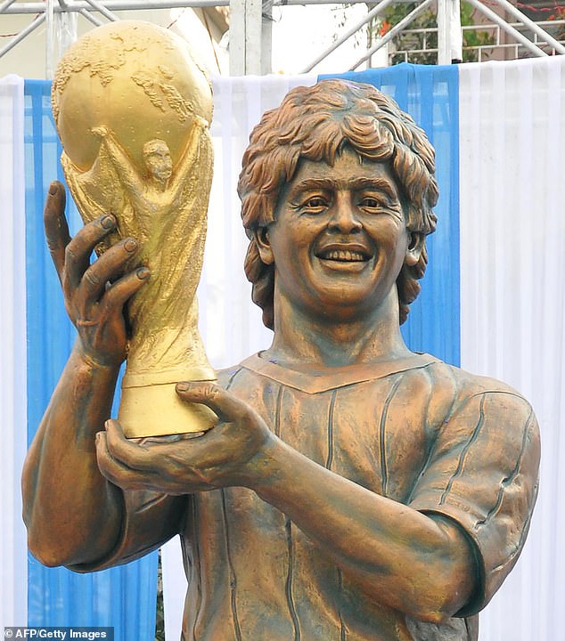 Diego Maradona's shaggy hair in this statue, unveiled in Kolkata in 2017, did not do him justice