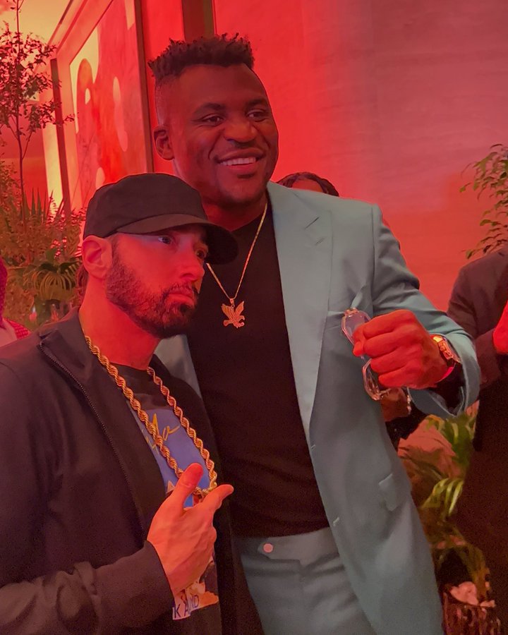 Eminem posed for a picture with Ngannou