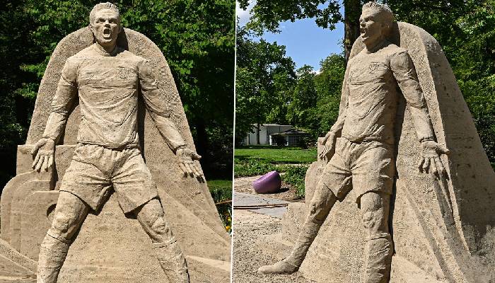 Cristiano Ronaldo sand sculpture takes center stage at 'Sandwelten 2024'