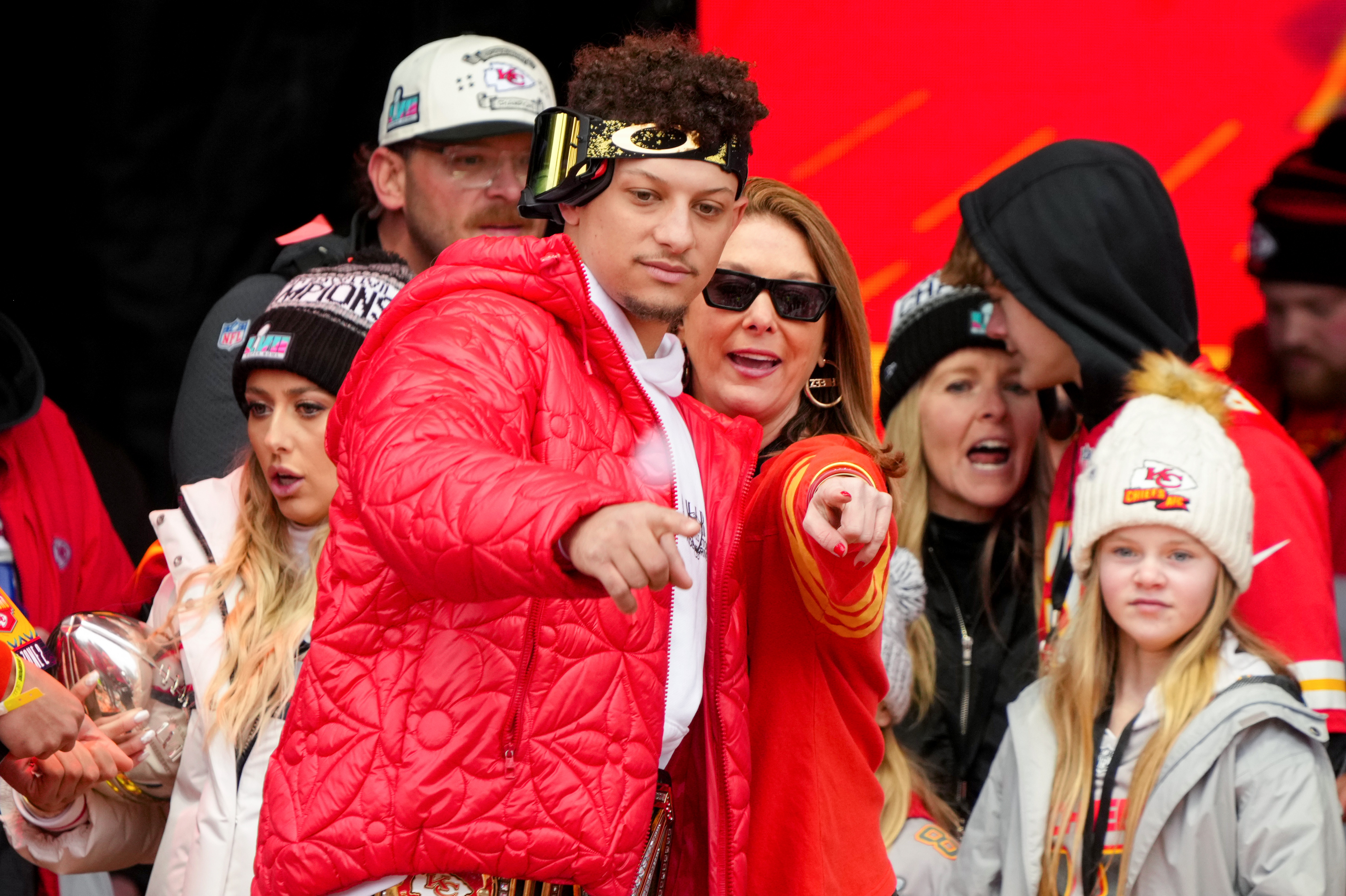 Patrick Mahomes and his mother celebrate a big Chiefs win
