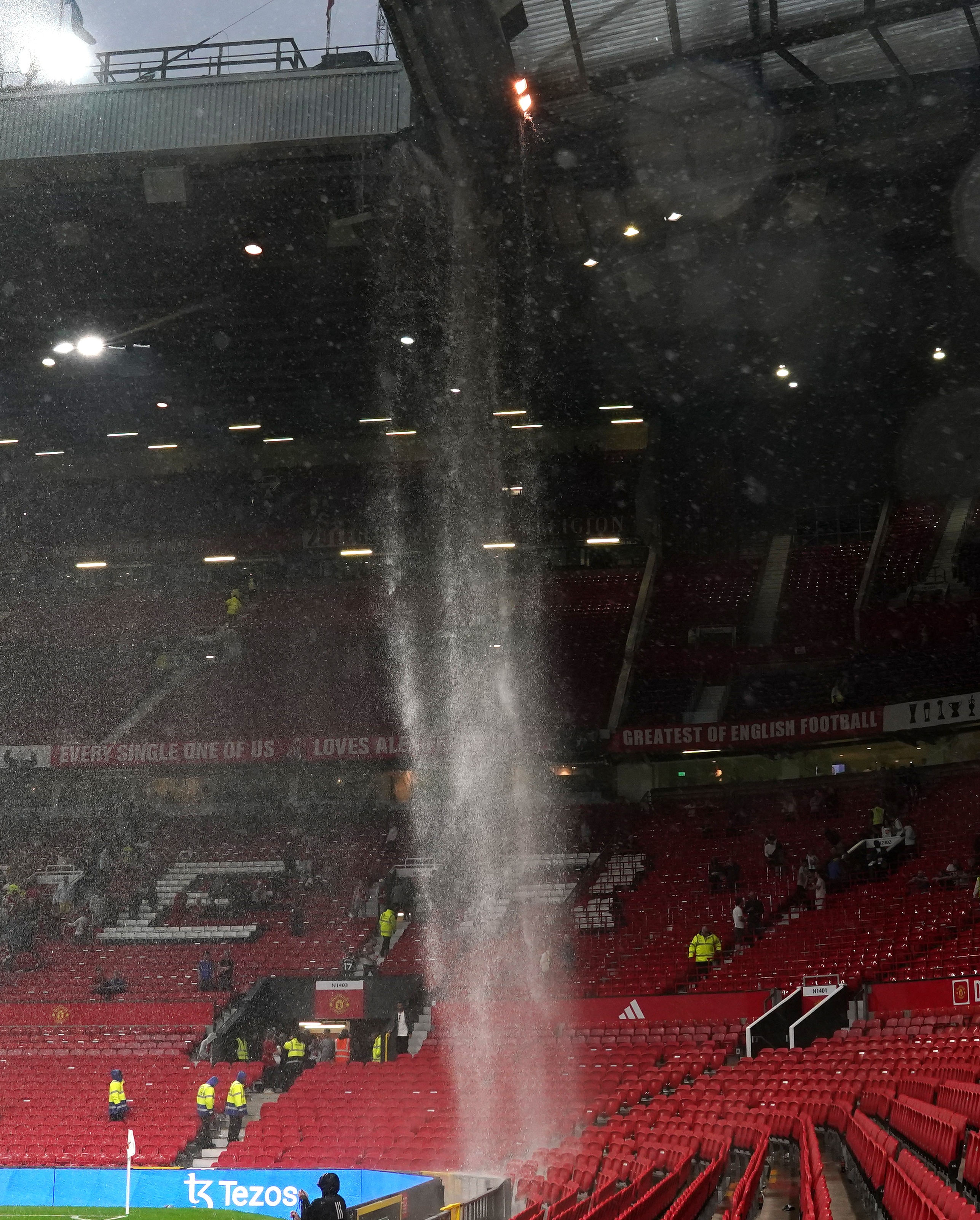 The Old Trafford roof leaked as a storm came in after Manchester United's defeat to Arsenal