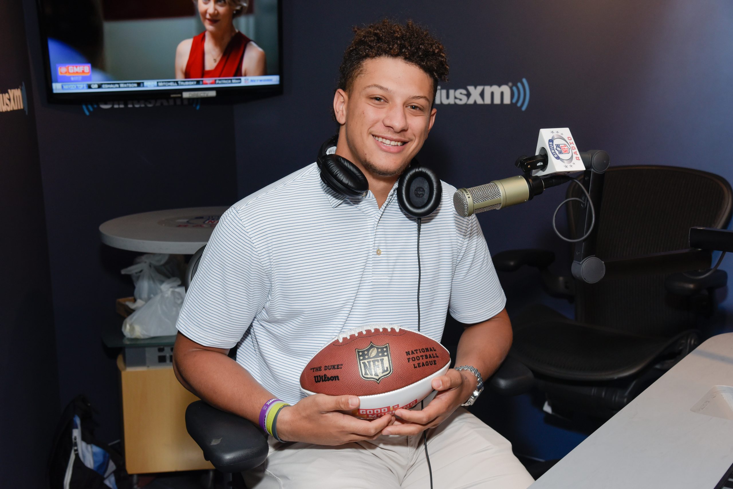 The three-time Super Bowl champion Patrick Mahomes was drafted by the Kansas City Chiefs with the No. 10 overall pick in the 2017 NFL Draft