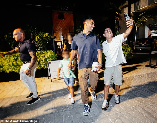 Inter Miami team-mate Luis Suarez was also pictured arriving for the family meal