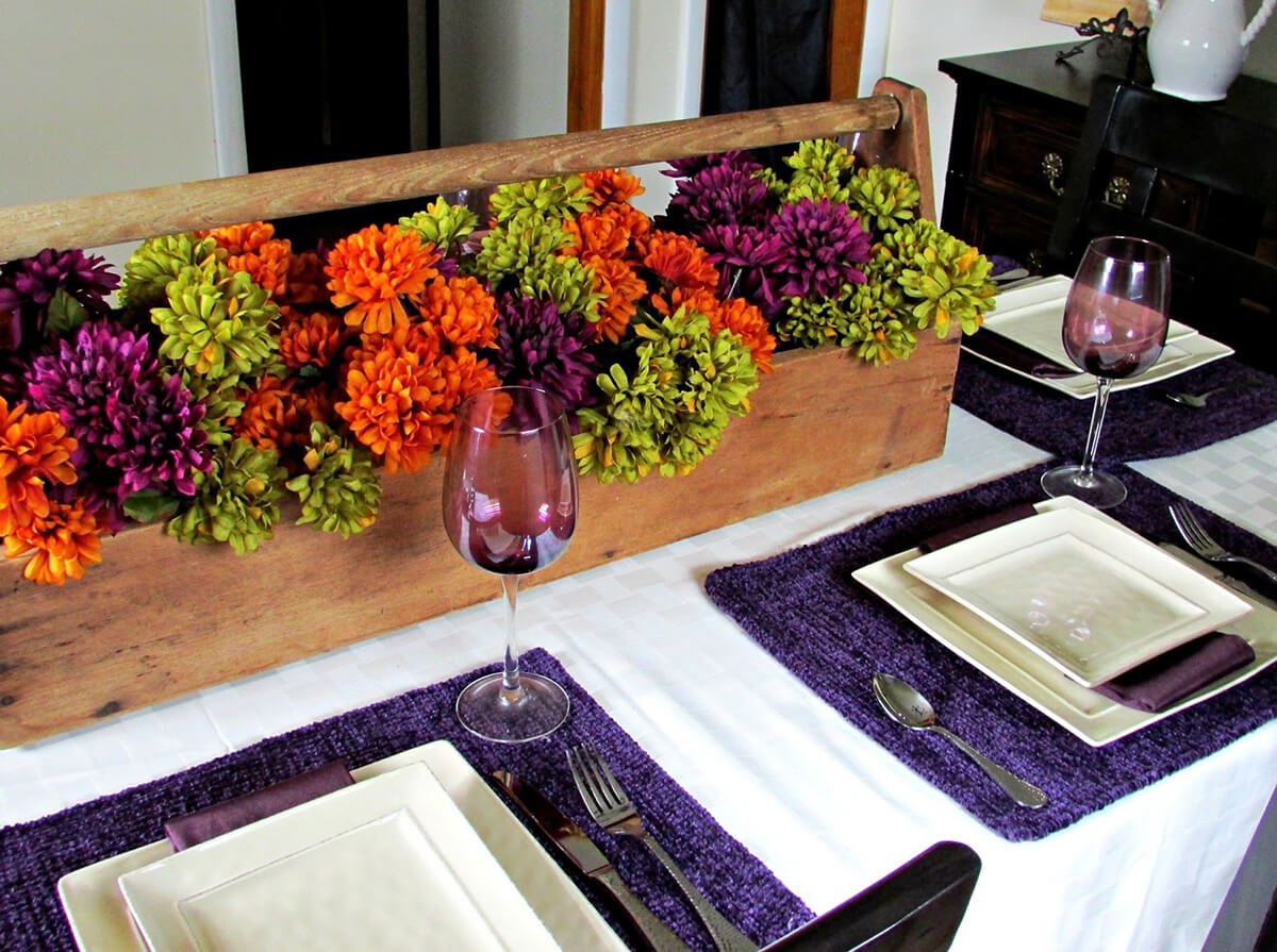 Colorful Boxed Centerpiece Flower Arrangement