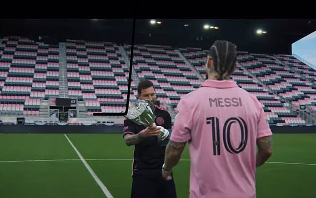 Maluma is also pictured wearing a Messi jersey in the video filmed earlier in August