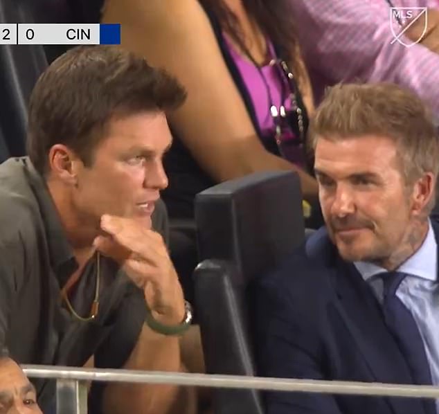 Brady sat with Beckham for Saturday's game as a special guest of the Miami co-founder