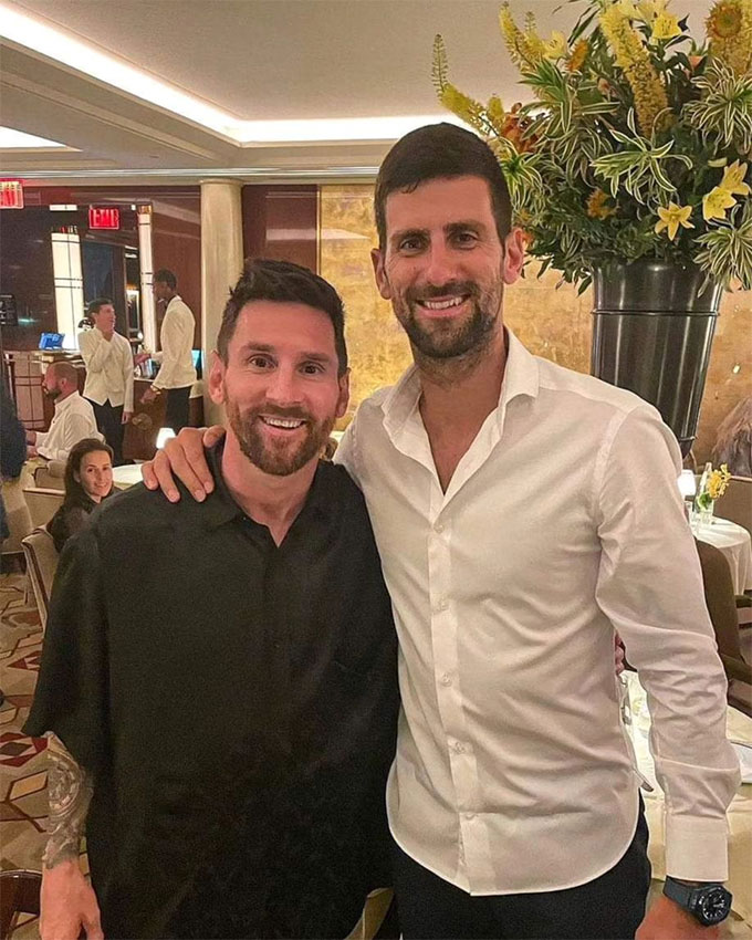 Novak Djokovic and Lionel Messi have been photographed together many times.