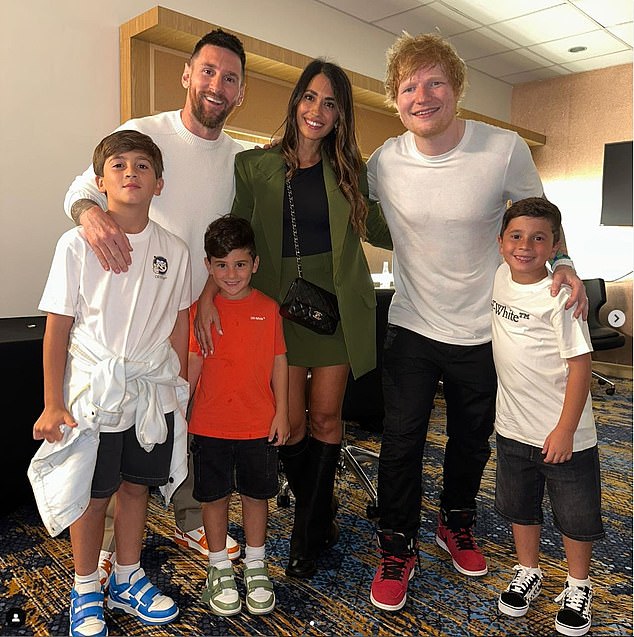 Lionel Messi, his wife, Antonela, and their three boys, attended Ed Sheeran's concert in Miami