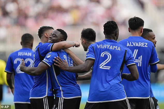 Montreal forward Sunusi Ibrahim celebrates after scoring against Inter Miami on Sunday