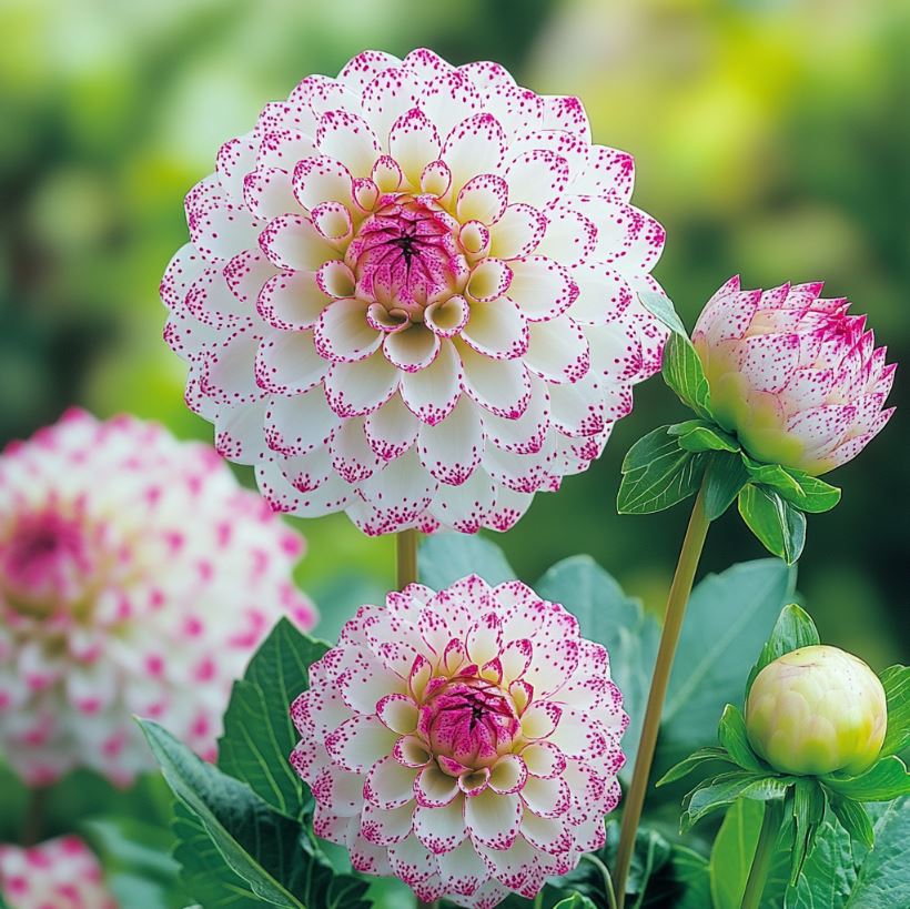 Delicate white and pink flowers with intricate layered petals