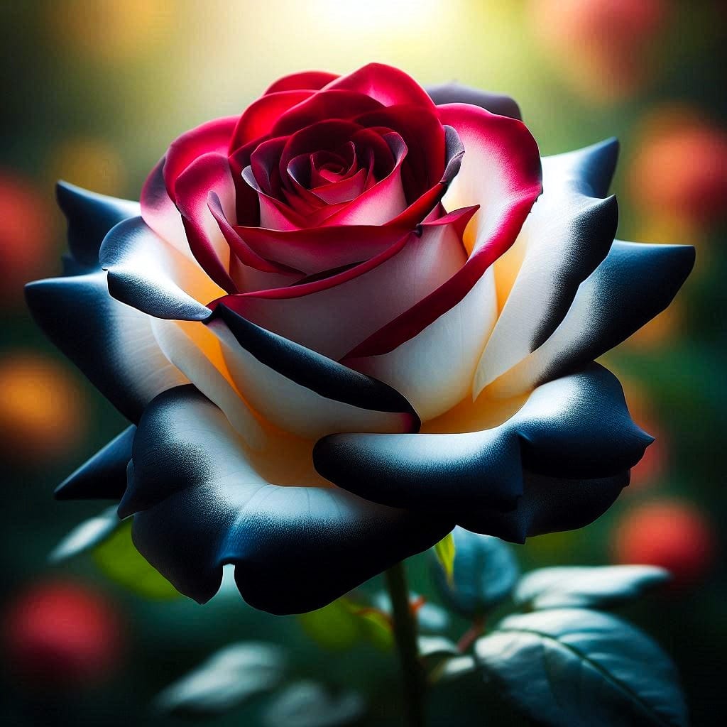 Multicolored Rose in Red, White, and Black