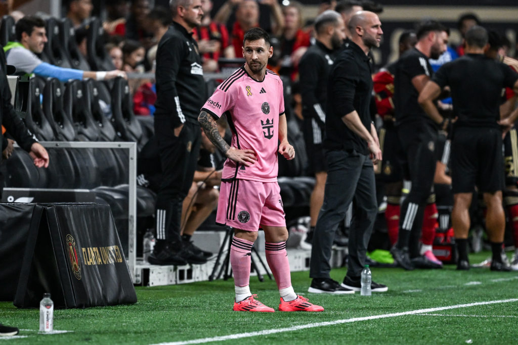 Miami forward Lionel Messi (10) prepares to enter the match during the MLS match between Inter Miami and Atlanta United FC on September 18th, 2024 ...