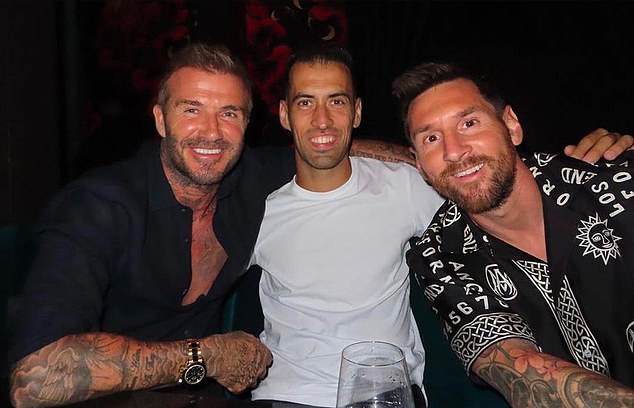 Lionel Messi, David Beckham and Sergio Busquets enjoy dinner with their wives at Bad Bunny and David Grutman's Miami steakhouse after the MLS club's recent winning form | Daily Mail Online